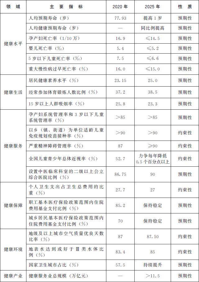 主要发展指标